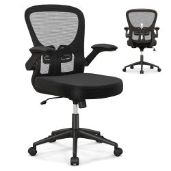 COSTWAY Ergonomic Office Chair With Flip-Up Armrests Rocking Backrest Computer Desk Chair