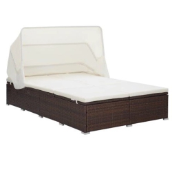 VIDAXL 2-Person Sunbed With Cushion Poly Rattan In Brown