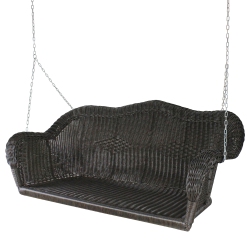 NORTHLIGHT 50" Chocolate And Silver Resin Wicker Swing With Chain In Brown