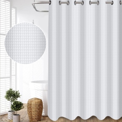 CANADIAN LINEN Hookless Shower Curtains, 72"x72", Mildew Water Resistant Washable Polyester Bathtub C-Clip Magnet Bottom Shower Curtains In White