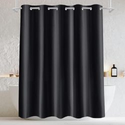 CANADIAN LINEN Hookless Shower Curtains, 72"x72", Mildew Water Resistant Washable Polyester Bathtub C-Clip Magnet Bottom Shower Curtains In Black