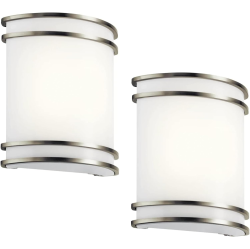 STRAK Wall Sconce Nickel Brushed Dimmable 12W 3Cct Color Adjustable Wall Sconces, Modern Wall Mounted Sconces Wall Lighting \w Glass Shade Luminaire