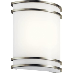 STRAK Wall Sconce Nickel Brushed Dimmable 12W 3Cct Color Adjustable Wall Sconces, Modern Wall Mounted Sconces Wall Lighting \w Glass Shade Luminaire