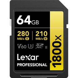 LEXAR Series Professional 1800X 64GB Uhs-Ii U3 Sdxc Memory Card In Gold
