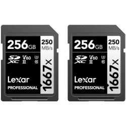 LEXAR Professional 1667X 256GB (2-Pack) Sdxc Uhs-Ii Cards, Up to 250Mb/s Read, for Professional Photographer, Videographer, Enthusiast