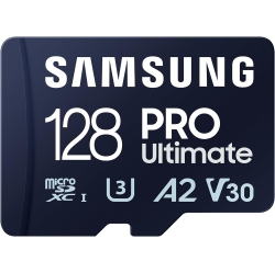 SAMSUNG Pro Ultimate Microsd Card + Sd Adapter, 128 GB, for Smartphones, Drone And Action Cam, Uhs-I U3, 200 Mb/s Read, 130 Mb/s Write, Mb-My128Sa/ww