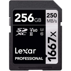LEXAR Professional 256GB 1667X V60 250Mb/s Flash Memory Sd Card Uhs-Ii U3 High Speed Sdxc for 3D 4K HD Video