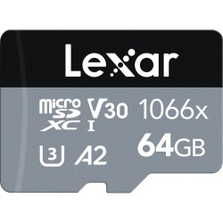 LEXAR Professional 1066X 64GB Microsdxc Uhs-I Card W/sd Adapter Series, Up to 160Mb/s Read Lms1066064G-Bnang In Silver