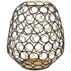 NORTHLIGHT Small Geometric Cage Iron Pillar Candle Holder - 11" - And Gold In Black