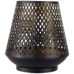 NORTHLIGHT Small Laser-Cut Pillar Candle Holder - 9" - And Gold Finish In Black