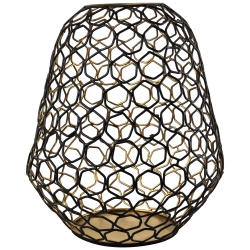 NORTHLIGHT Large Geometric Cage Iron Pillar Candle Holder - 14.25" - And Gold In Black