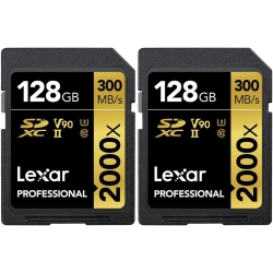 LEXAR Lsd2000128G-Bnnnu Pro 2000X Sd Uhs-Ii 128GB Memory Card for Optimal Picture Quality (2-Pack)