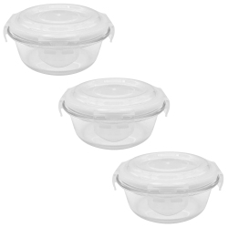 ERAWARE - Set Of 3 Borosilicate Glass Containers, Airtight And Leak-Proof, Oven Safe, 400 Ml