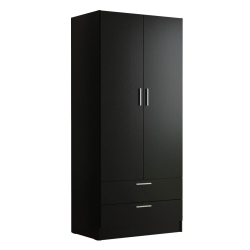 MADESA 2 Door 2 Drawer Spacious Storage Cabinet Wardrobe \w Shelf And Hanging Space 31"l Wooden Armoire Closet Modern Organization Unit for Bedroom