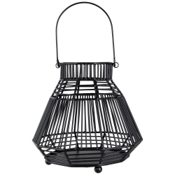 NORTHLIGHT Medium Iron Geometric Hurricane Candle Lantern - 8.25" - In Black