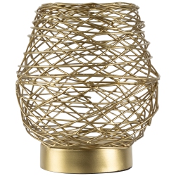 NORTHLIGHT Small Woven Iron Votive Candle Holder - 6.25" - Brass Finish