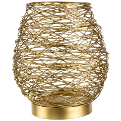 NORTHLIGHT Medium Woven Iron Votive Candle Holder - 8.5" - Brass Finish