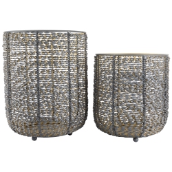 NORTHLIGHT Twisted Iron Pillar Candle Holders - 10.25" - And Gold Finish - Set Of 2 In Gray