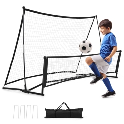 COSTWAY 2-In-1 Portable Soccer Trainer With Carrying Bag to Enhance Soccer Passing Skill