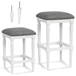 COSTWAY 3 Heights Saddle Stool Set Of 2 Square Kitchen Island Stool With Footrests