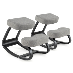 COSTWAY 2 PCs Rocking Kneeling Chair Ergonomic Posture Correcting Back Padded Cushion