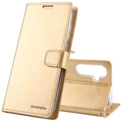 GOOSPERY Topsave Bluemoon Card Slot W/magnetic Clip Leather Folio Wallet Flip for Samsung Galaxy A35 5G 6.6" In Gold