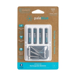 PALE BLUE EARTH (4) Aaa USB Rechargeable Smart Batteries With 4 In 1 Charging Cable