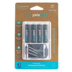 PALE BLUE EARTH (4) Aa USB Rechargeable Smart Batteries With 4 In 1 Charging Cable