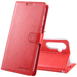 GOOSPERY Topsave Bluemoon Card Slot W/magnetic Clip Leather Folio Wallet Flip for Samsung Galaxy A35 5G 6.6" In Red