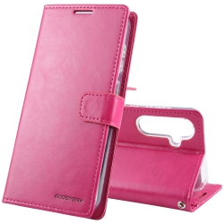 GOOSPERY Topsave Bluemoon Card Slot W/magnetic Clip Leather Folio Wallet Flip for Samsung Galaxy A35 5G 6.6", Hot In Pink