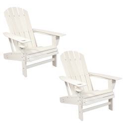 SUNNYDAZE DECOR Sunnydaze Lake Style Adirondack Chair With Cup Holder - Set Of 2
