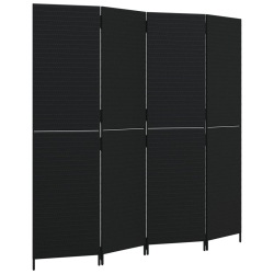 VIDAXL Room Divider 4 Panels Poly Rattan In Black