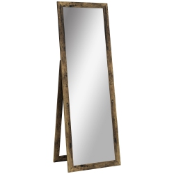 HOMCOM 58" X 20" Full Length Mirror With Frame, Floor Standing Mirror, Rectangular Full Body Mirror for Bedroom, Living Room, Rustic In Brown