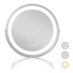 COSTWAY 16" Round Makeup Vanity Mirror 3 Color Dimmable Lights Memory Function