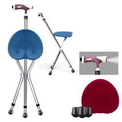 COSTWAY Adjustable Folding Cane Seat Aluminum Alloy Crutch Chair With Light