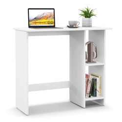 COSTWAY Small Computer Desk With Storage Modern Writing Desk With Adjustable Shelf
