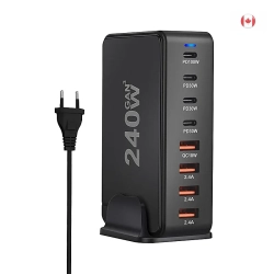 GENER 240W Desktop Gan Charger - 8-Port USB Type-C Pd Fast Charge 3.0