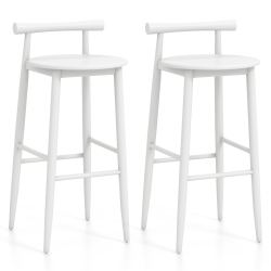 GYMAX Bar Height Stools Set Of 2 Bar Chair W/ Acacia Wood Frame Supporting Legs