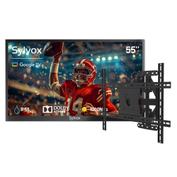 SYLVOX 55" Outdoor Smart Tv+Tv Mount, 4K 1000Nits Google Outside Television Built-In Google Assistant, Chormecast, Ip55 Waterproof Tv for Partial