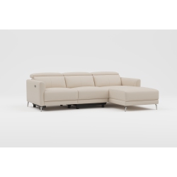 VALENCIA Andria Leather Reclining Sectional Sofa Right Hand Chaise In Beige