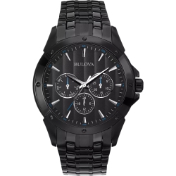 BULOVA Mens Classic Quartz Watch 43MM Stainless Steel Case And Bracelet With Dial (98C121) In Black