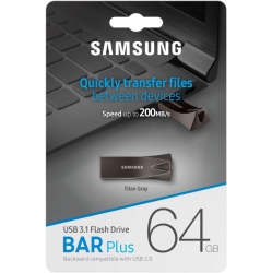 SAMSUNG Bar Plus Titan 64GB USB 3.1 USB Flash Drive In Grey