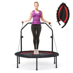 COSTWAY 40" Foldable Trampoline Fitness Rebounder W/resistance Bands Adjustable Home
