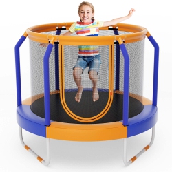 COSTWAY 48" Mini Trampoline With Enclosure Heavy-Duty Metal Frame U-Shaped Legs