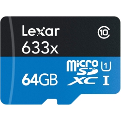 LEXAR 64GB High-Performance Uhs-I Class 10 A1 U3 V30 633X Microsdxc Memory Card, 95Mb/s Read