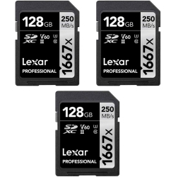 LEXAR Lsd128Cbna1667 Professional Sdhc/sdxc 1667X Uhs-Ii 128GB Memory Card (3-Pack)