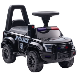 AOSOM Kids Ride On Sliding Car \w Hidden Under Seat Storage, Ride On Police Car for Toddler \w Megaphone, Anti Dumping Device, Removable Backrest