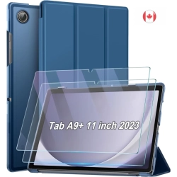 KEEGUARD Samsung Galaxy Tab A9+ A9 Plus Case 10.9/11 Inch 2023 \w 2 Tempered Glass Screen Protectors, Translucent Tri-Fold Cover (Sm-X210/x216/x218)