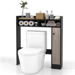 COSTWAY Over The Toilet Bathroom Cabinet Floor Storage Organizer With Adjustable Shelves