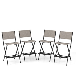 COSTWAY Set Of 4 Outdoor Bar Chair Folding Bar Height Stool With Metal Frame